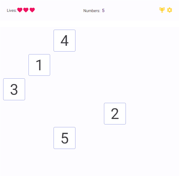 A screenshot showing the Chimp Memory Test UI.