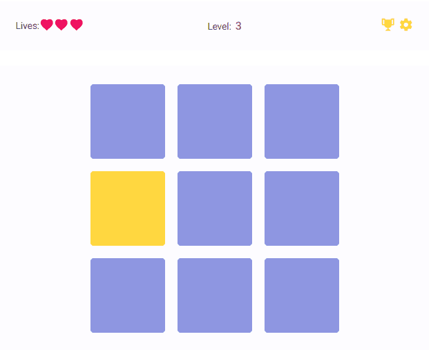 A screenshot showing the Sequence Memory Test.